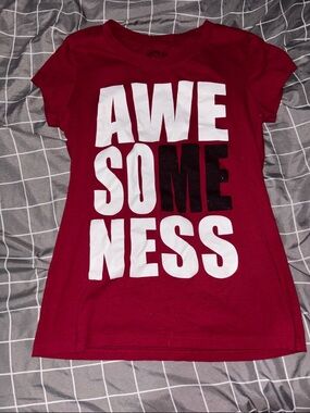 Women red “Awesomeness” T shirt